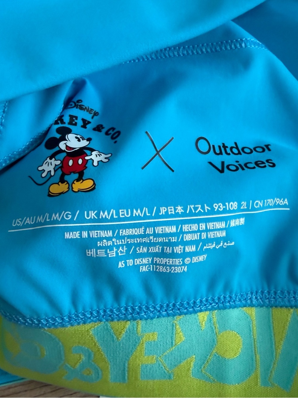 Disney Parks Outdoor Voices X Mickey Mouse Sports Bra Blue Size Medium Large NWT - Picture 5 of 5